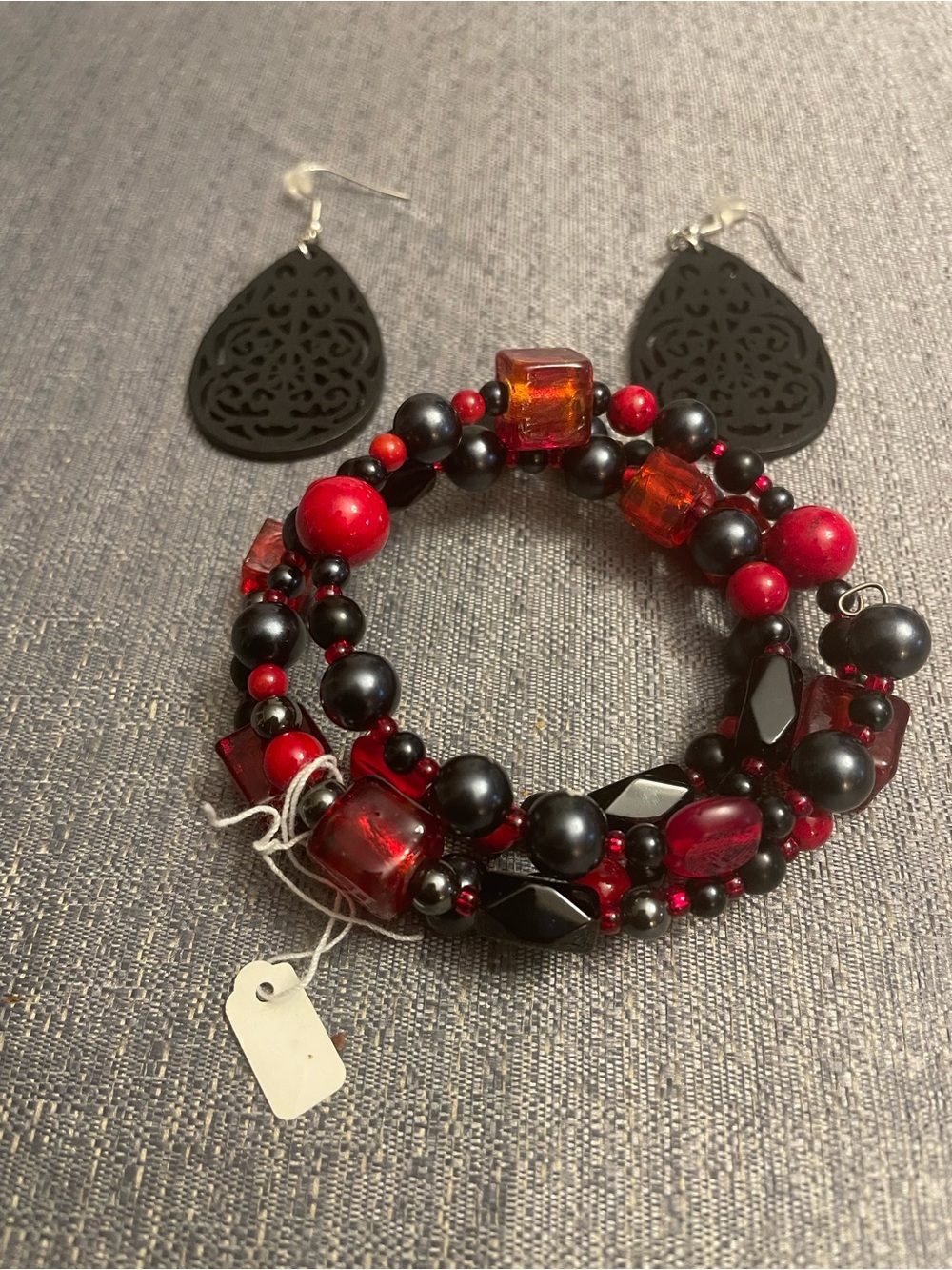 Handmade Multi-Strand Wrap Bracelet With Complementary Earrings